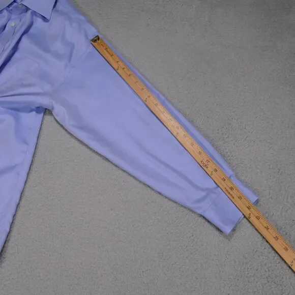 Jos A Bank Signature Button Shirt Men 17 - 33 Blue Button Up Long Sleeve - Picture 15 of 16